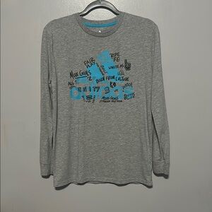 adidas Gray Long Sleeve Tee with Blue Graphics